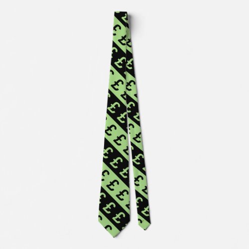 Black  Green Pound Signs  Striped Pattern Tie