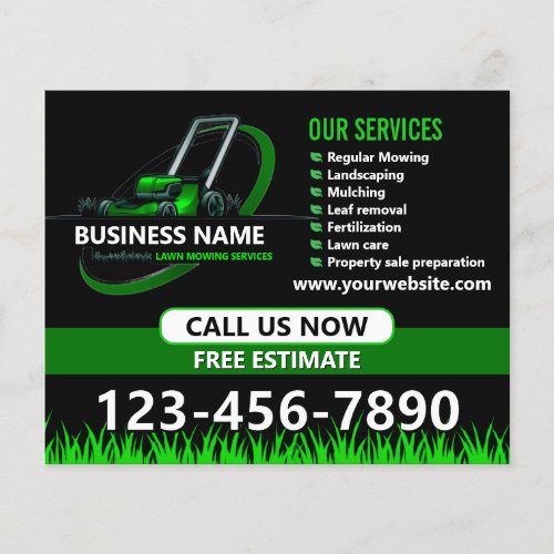 Black Green Professional Lawn Care Landscaping Flyer