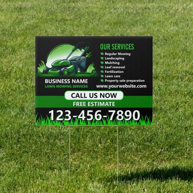 Black Green Professional Lawn Care Promotional  Sign (Insitu)