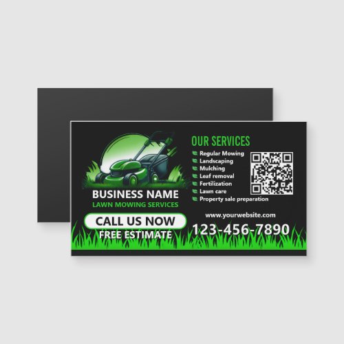 Black Green Professional Lawn Care QR Promo Magnet