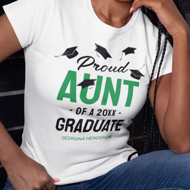 Black Green Proud Aunt 2026 Graduate T-Shirt (Creator Uploaded)