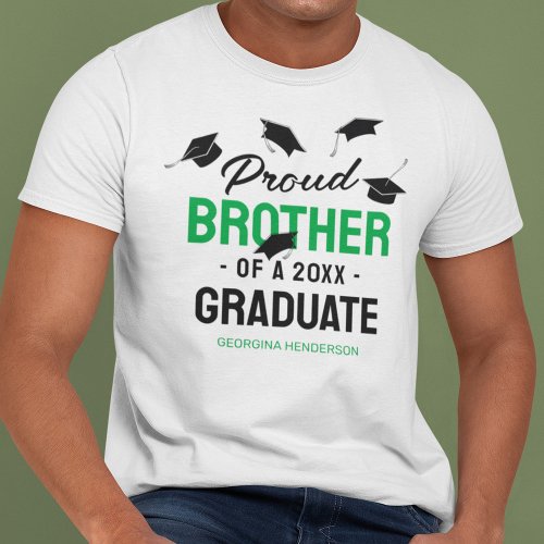 Black Green Proud Brother 2024 Graduate T_Shirt
