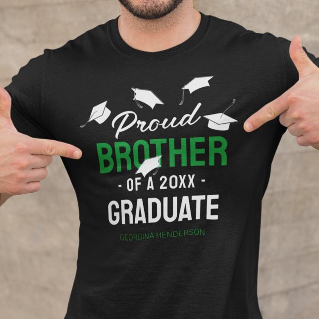 Black Green Proud Brother 2026 Graduate T-Shirt (Creator Uploaded)