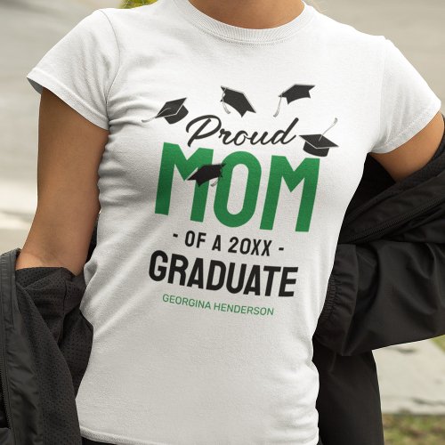 Black Green Proud Mom 2024 Graduate T_Shirt