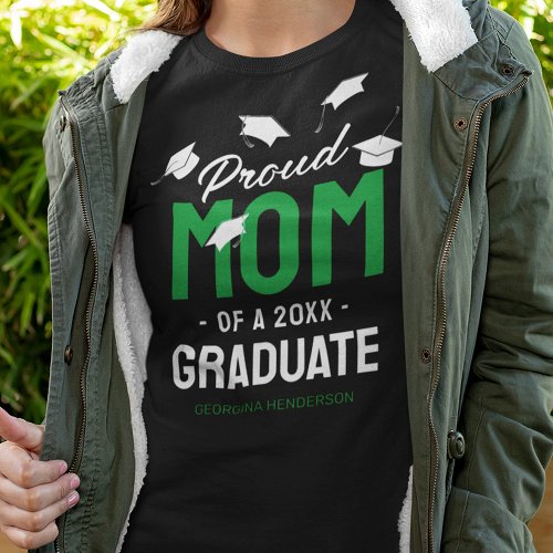 Black Green Proud Mom 2024 Graduate T_Shirt