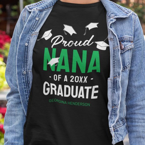Black Green Proud Nana 2024 Graduate T_Shirt
