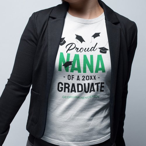 Black Green Proud Nana 2024 Graduate T_Shirt