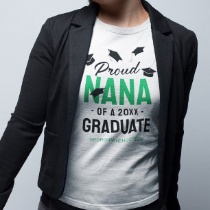 Black Green Proud Nana 2026 Graduate T-Shirt