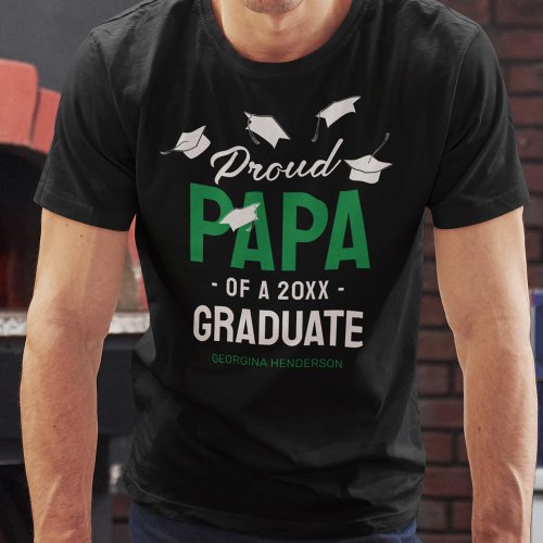 Black Green Proud Papa 2024 Graduate T_Shirt
