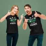 Black Green Proud Parent 2025 Graduate T-Shirt<br><div class="desc">Beaming with pride of the success of your kids achievements! Then show them how proud you are with these black graduation celebration t-shirts featuring falling mortarboard caps,  the text "proud parent of a 2025 graduate",  the grads name,  and the color green to represent their school or college colors.</div>