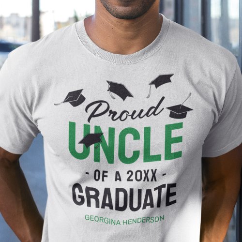 Black Green Proud Uncle 2024 Graduate T_Shirt