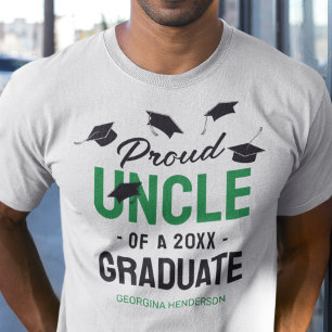 Black Green Proud Uncle 2026 Graduate T-Shirt