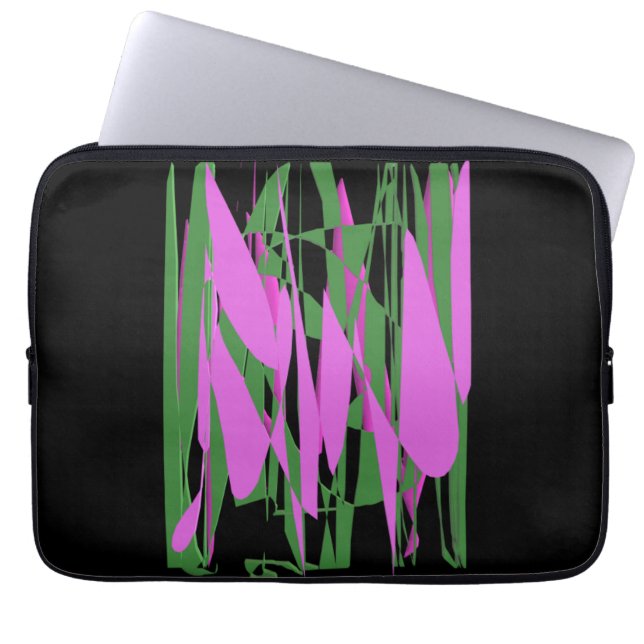 Black green purple colors  laptop sleeve (Front)