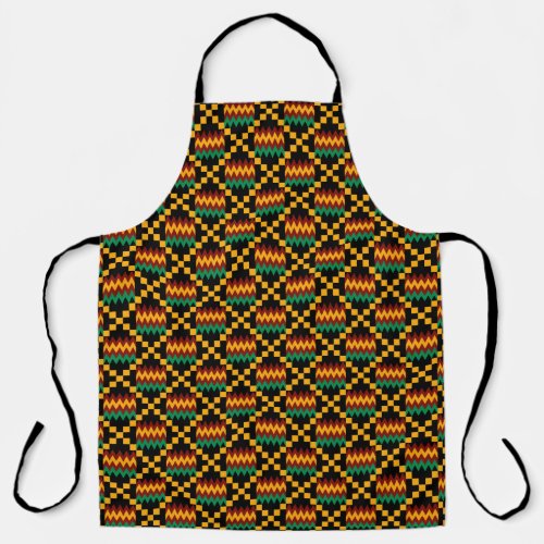 Black Green Red and Yellow Kente Cloth Apron
