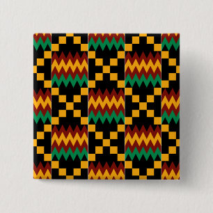 Black, Green, Red, and Yellow Kente Cloth Button