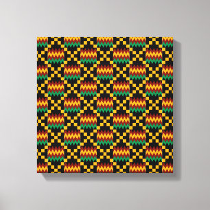 Black, Green, Red, and Yellow Kente Cloth Canvas Print