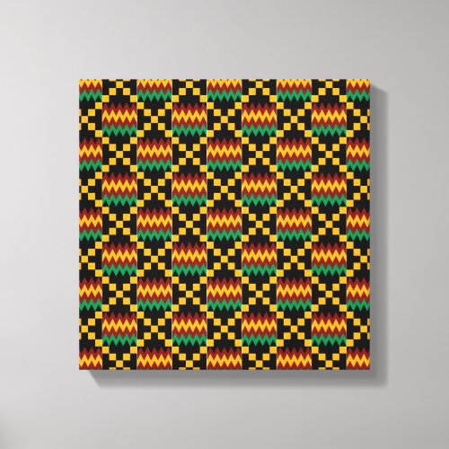 Black Green Red and Yellow Kente Cloth Canvas Print