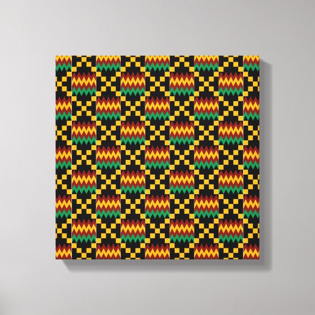 Black, Green, Red, and Yellow Kente Cloth Canvas Print (Front)