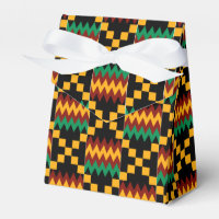 Black, Green, Red, and Yellow Kente Cloth Favor Box