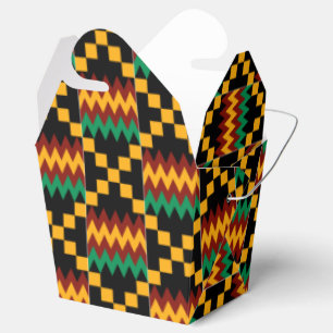Black, Green, Red, and Yellow Kente Cloth Favor Boxes