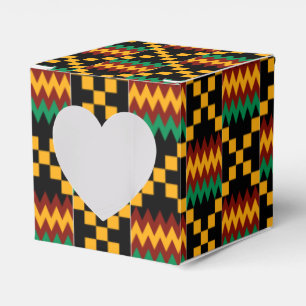 Black, Green, Red, and Yellow Kente Cloth Favor Boxes