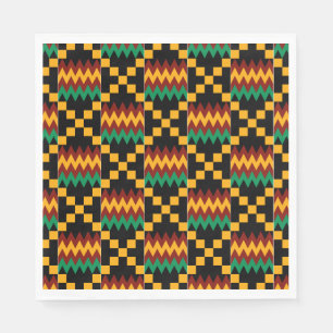 Black, Green, Red, and Yellow Kente Cloth Napkins