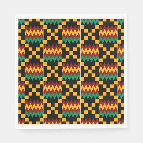 Black Green Red and Yellow Kente Cloth Napkins
