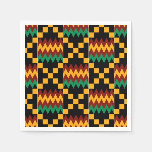Black Green Red and Yellow Kente Cloth Paper Napkins