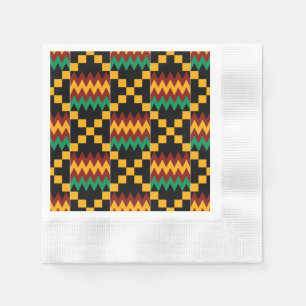 Black, Green, Red, and Yellow Kente Cloth Paper Napkins