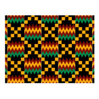 Black, Green, Red, and Yellow Kente Cloth Postcard