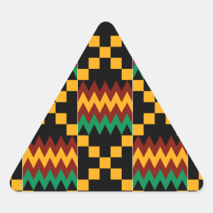 Black, Green, Red, and Yellow Kente Cloth Triangle Sticker