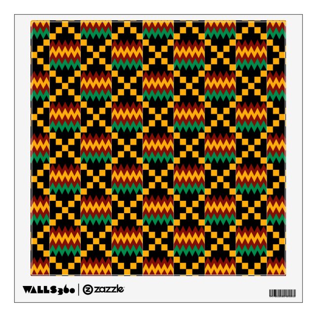 Black, Green, Red, and Yellow Kente Cloth Wall Sticker (Front)