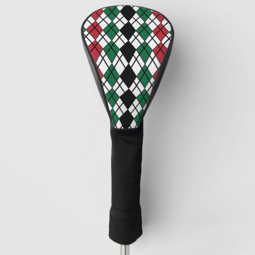 Black Green Red Argyle Pattern  Golf Head Cover