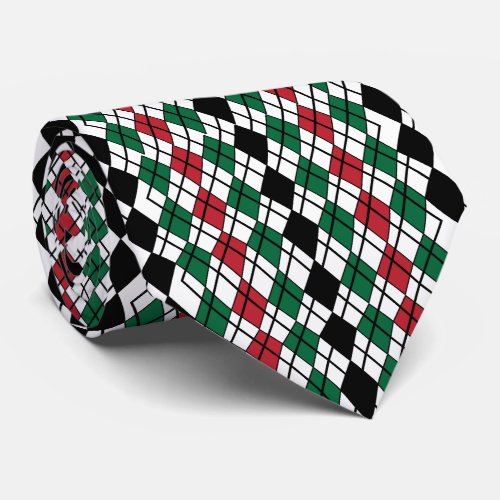 Black Green Red Argyle Pattern  Neck Tie