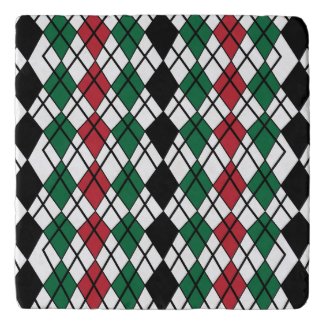 Black Green Red Argyle Pattern 