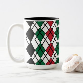 Black Green Red Argyle Pattern
