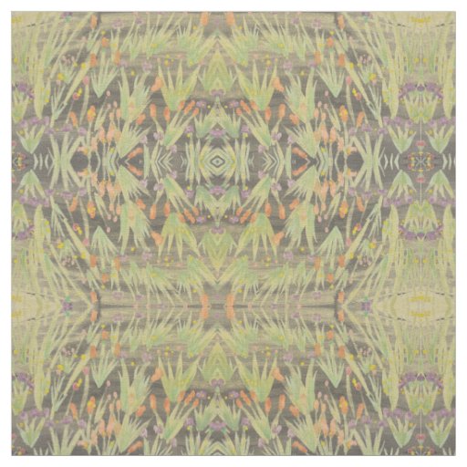 Black Green Rusty Orange and Purple Fabric