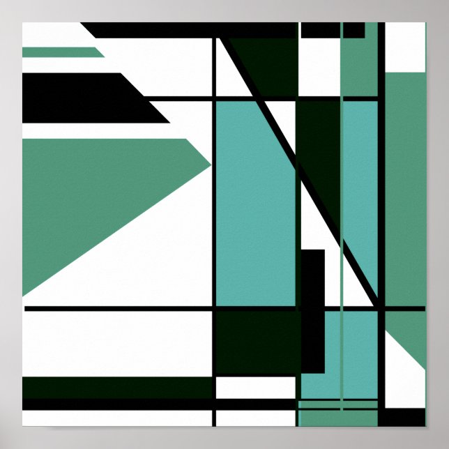 Black Green Shades White Mosaic-like Retro Design Poster (Front)