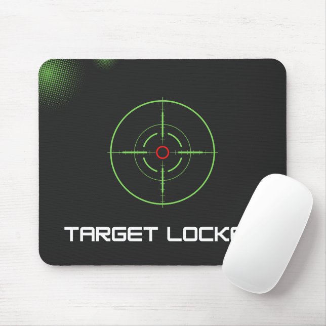 Black Green Simple Dark Target Locked Mouse Pad (With Mouse)