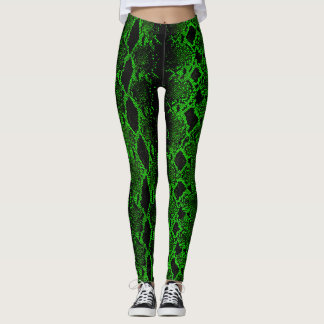 Black Green Snake Skin Leggings
