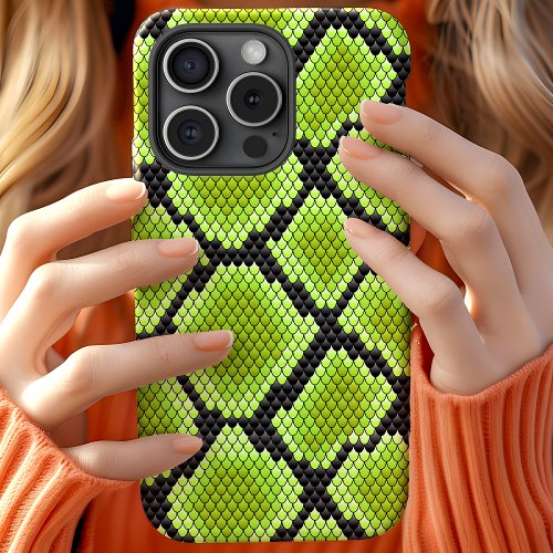 Black Green Snakeskin Snake Serpent iPhone X Case