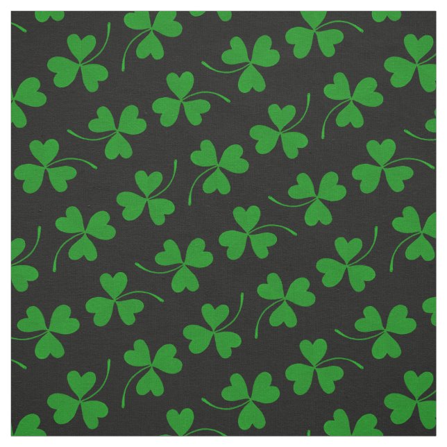 Black & Green St Patrick's Day Shamrock Pattern Fabric (Swatch)