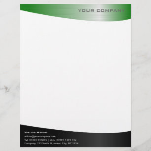 Black Green Steel Professional Letterhead