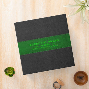 Black & Green Stitched Leather Black 3 Ring Binder