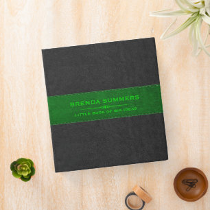 Black & Green Stitched Leather Black 3 Ring Binder