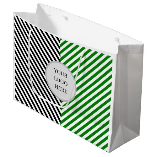 black  green stripe with logo large gift bag