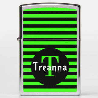 Black & Green Striped Zippo Lighter