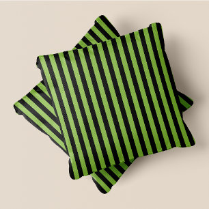 Black & Green Stripes Throw Pillow