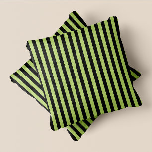 Black & Green Stripes Throw Pillow