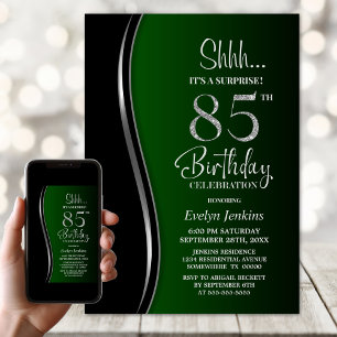 Black Green Surprise 85th Birthday Invitation